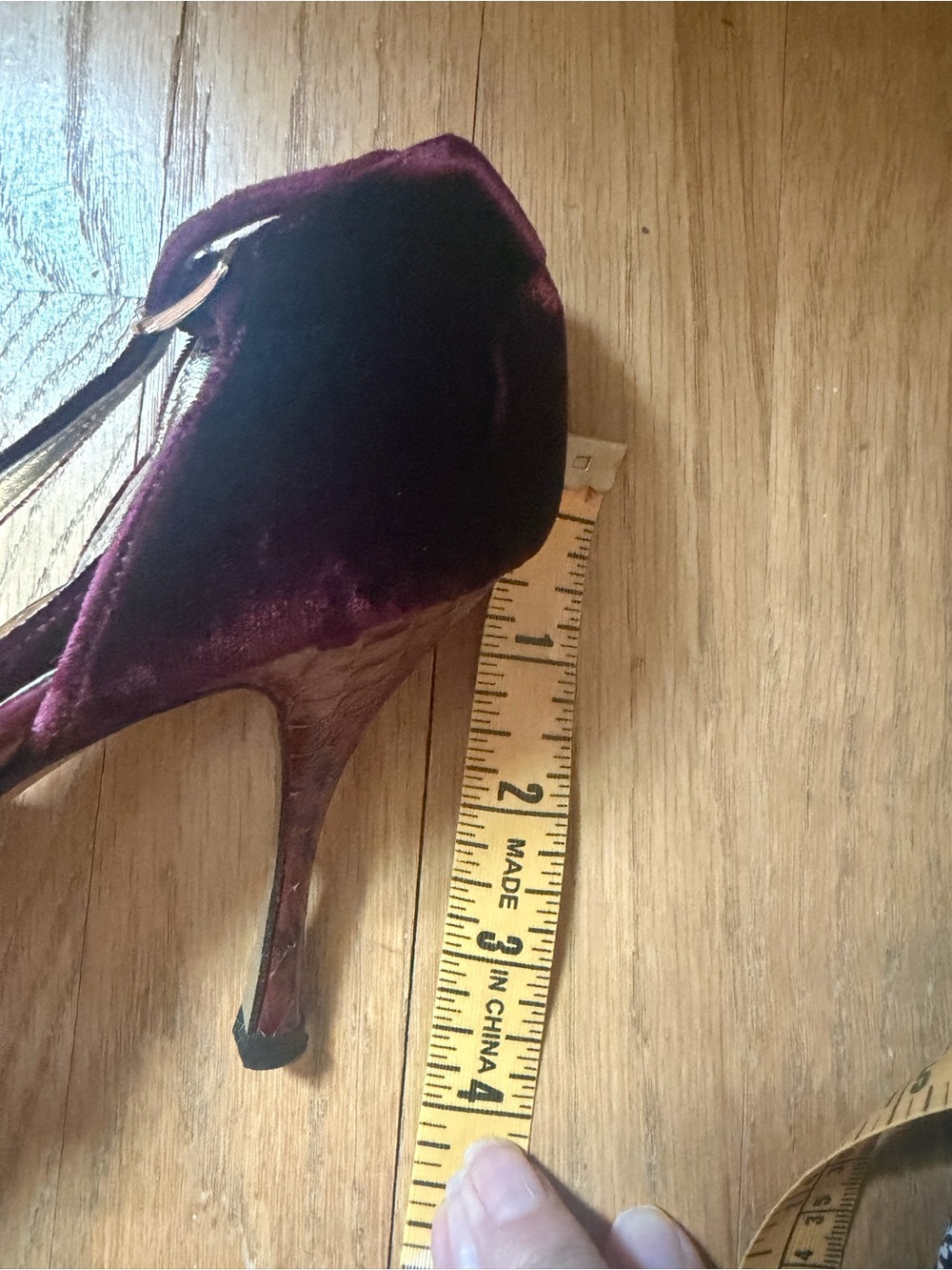 Dolce & Gabbana Velvet and Leather Burgundy Heels - Picture 9 of 9